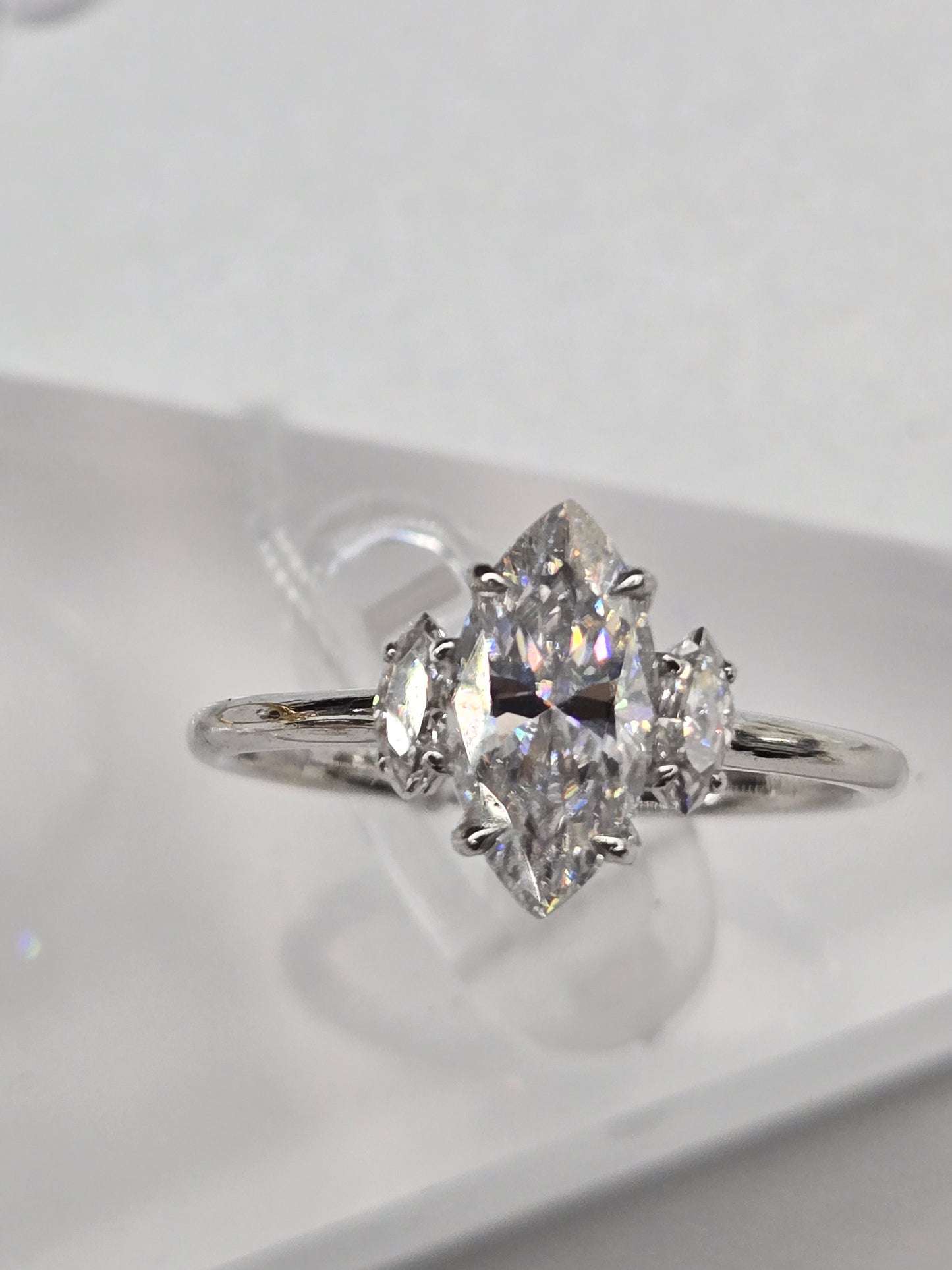 Three stone Marquise Engagement Ring