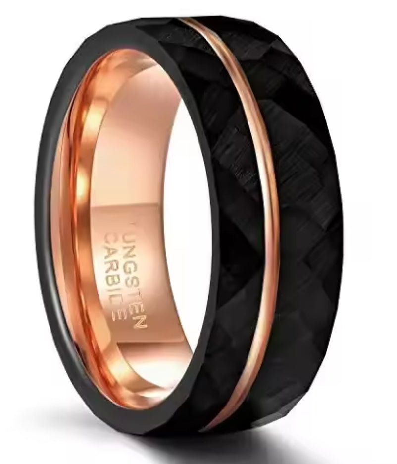 Men's two-tone Black Tungsten Carbide band