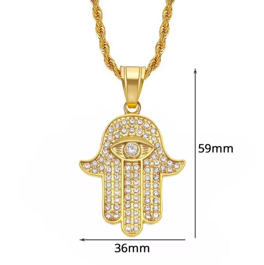 Turkish Evil Eye & Hamsa Pendant Necklace