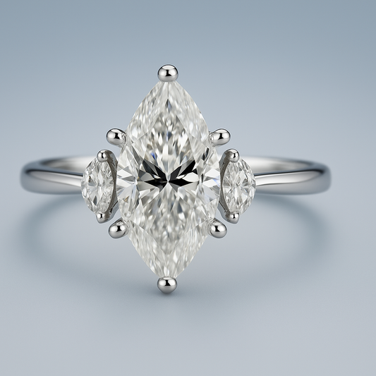 Three stone Marquise Engagement Ring