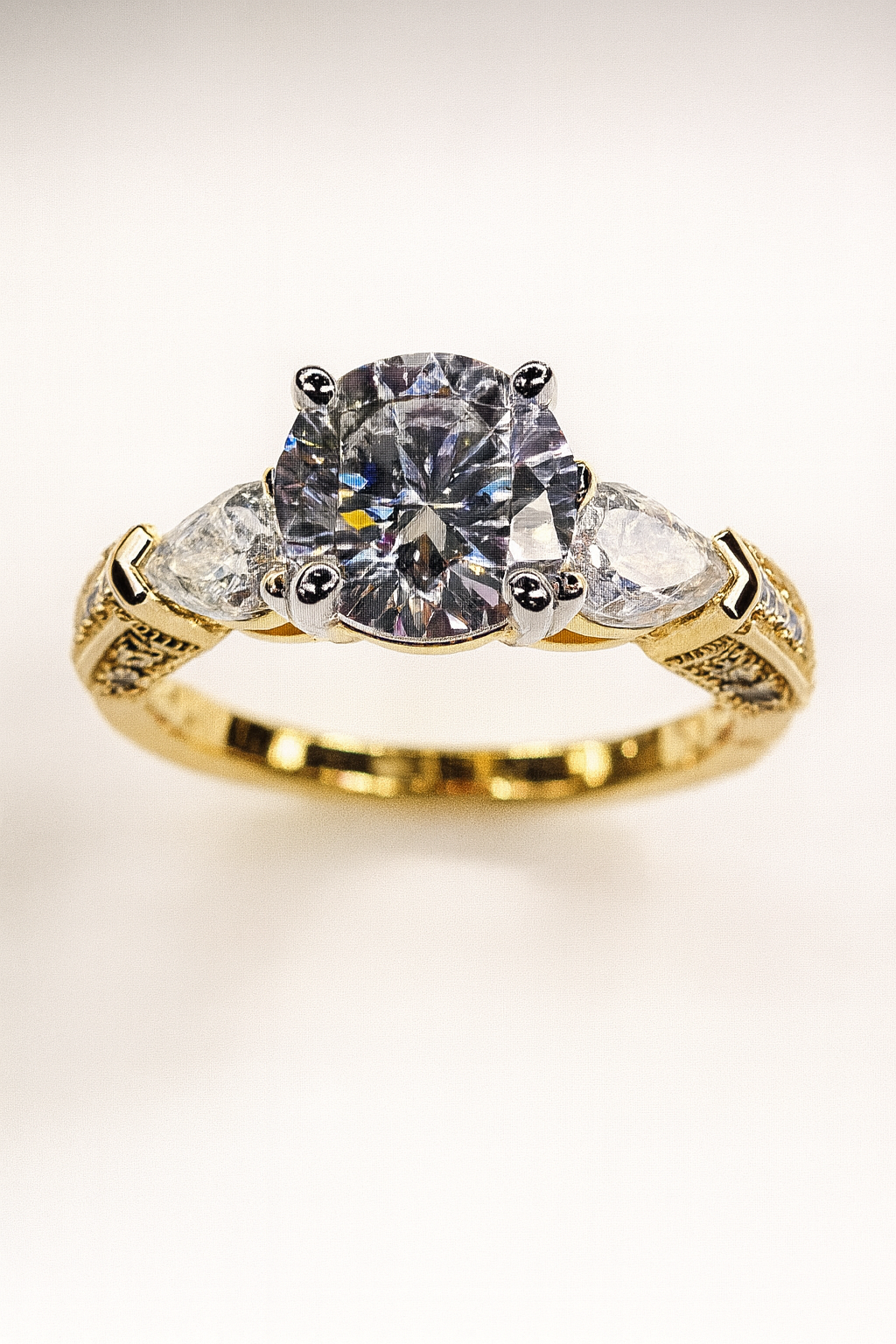 Two-toned Vintage Style Engagement Ring