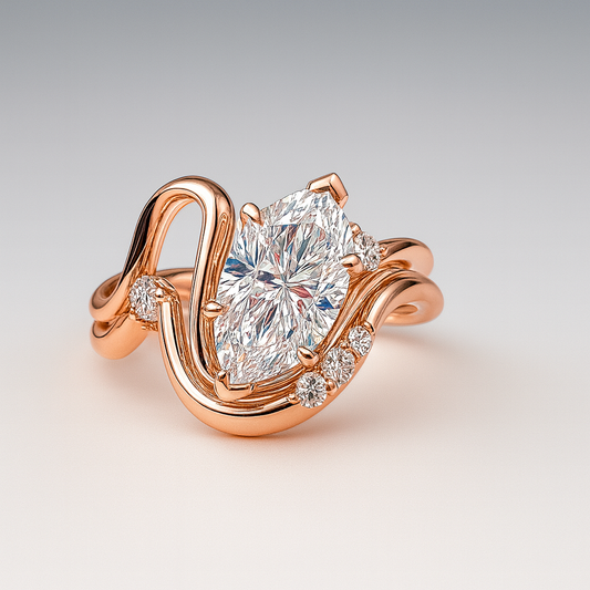 Unique Bridal Engagement Ring Set