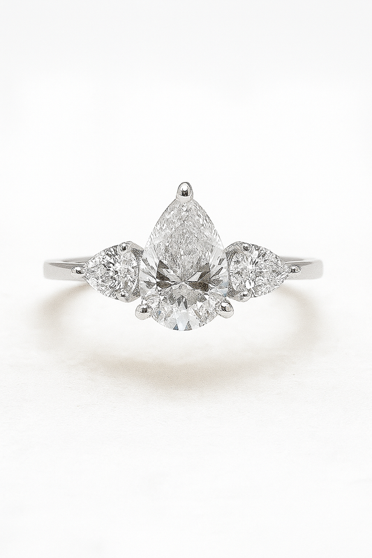 Three Stone Pear Engagement Ring