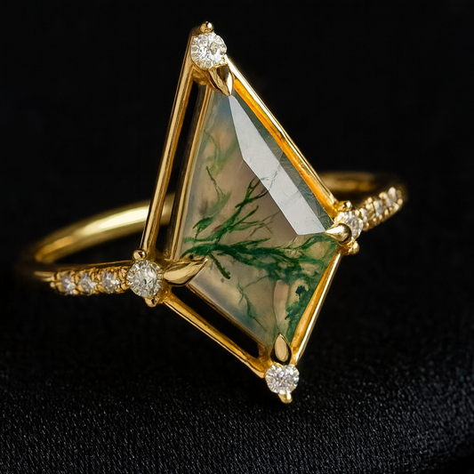 Moss Agate Gemstone Ring