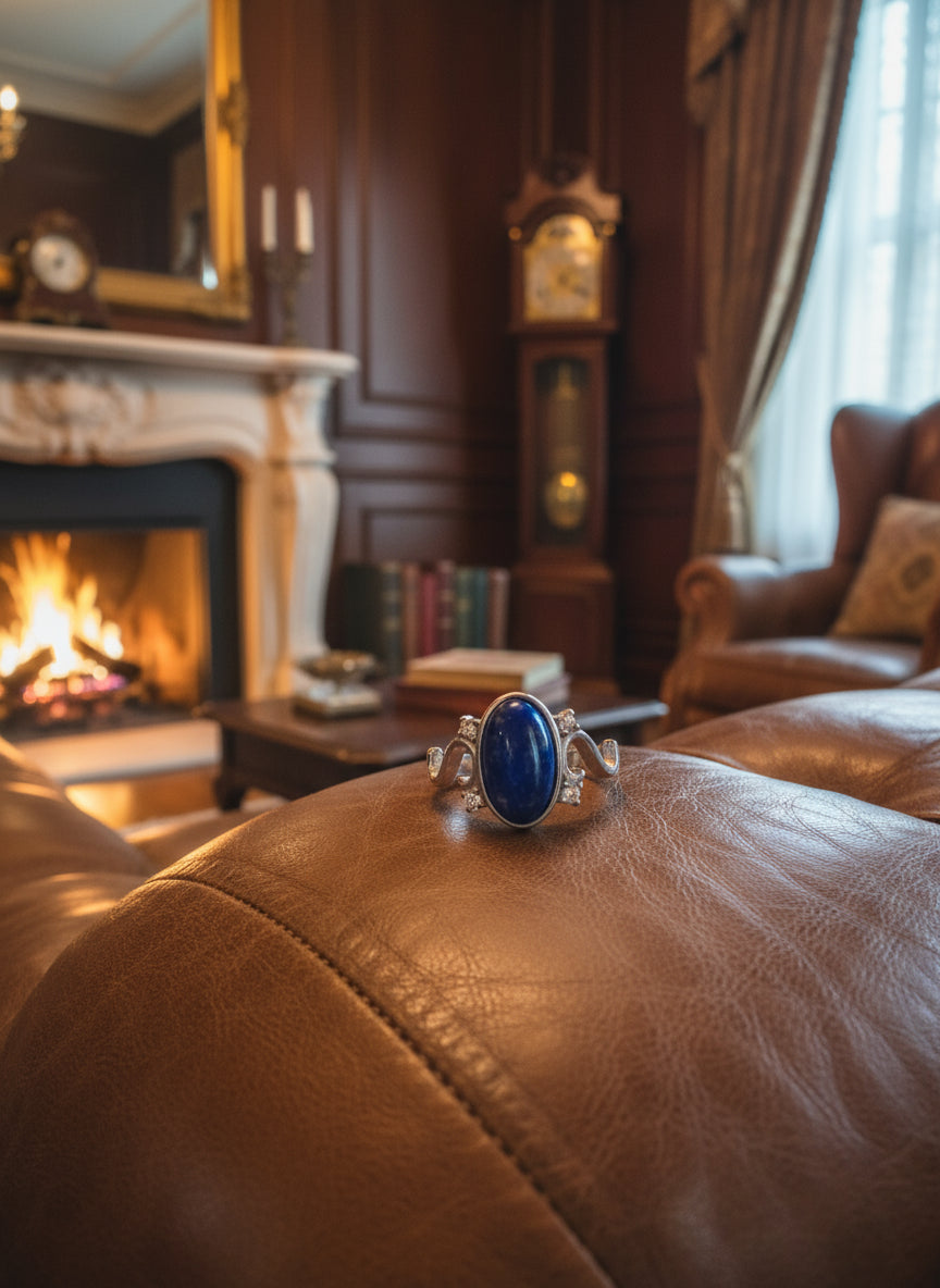The Elena Natural Oval Lapis Lazuli Ring