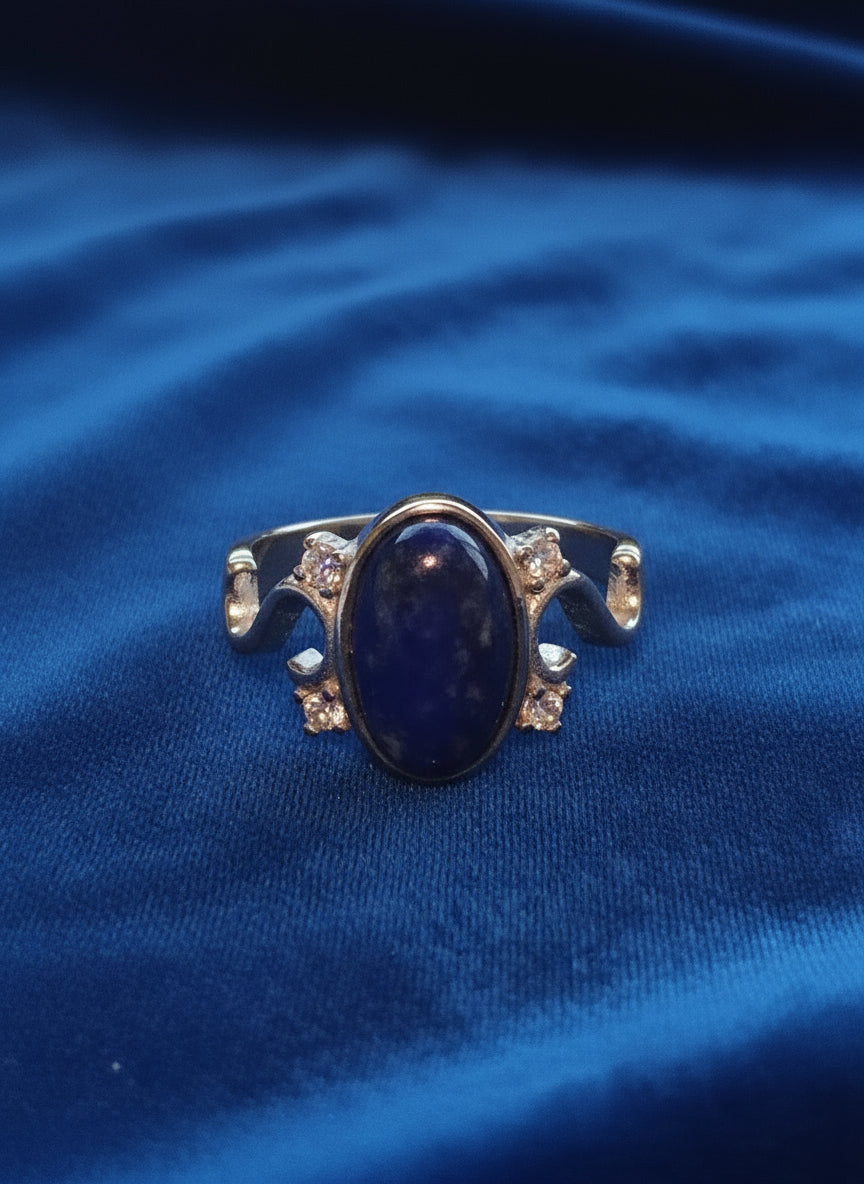 The Elena Natural Oval Lapis Lazuli Ring