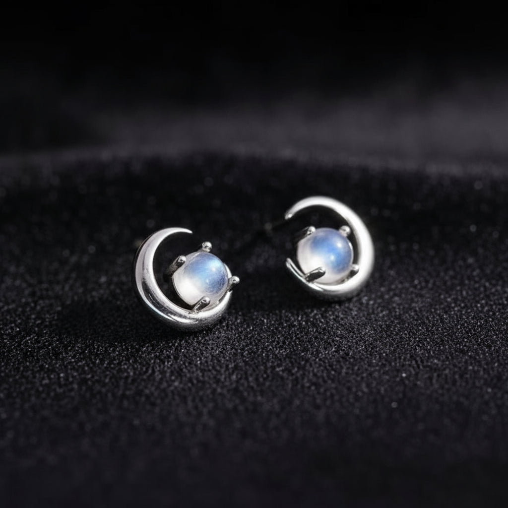Power of the Moon🌙Moonstone Crescent Stud Earrings