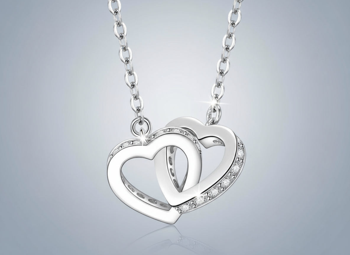 Moissanite Double Heart Pendant Necklace