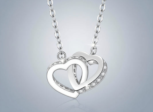 Moissanite Double Heart Pendant Necklace