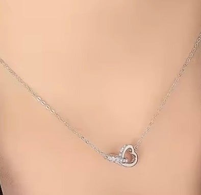 Moissanite Double Heart Pendant Necklace