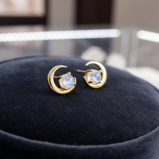 Power of the Moon🌙Moonstone Crescent Stud Earrings