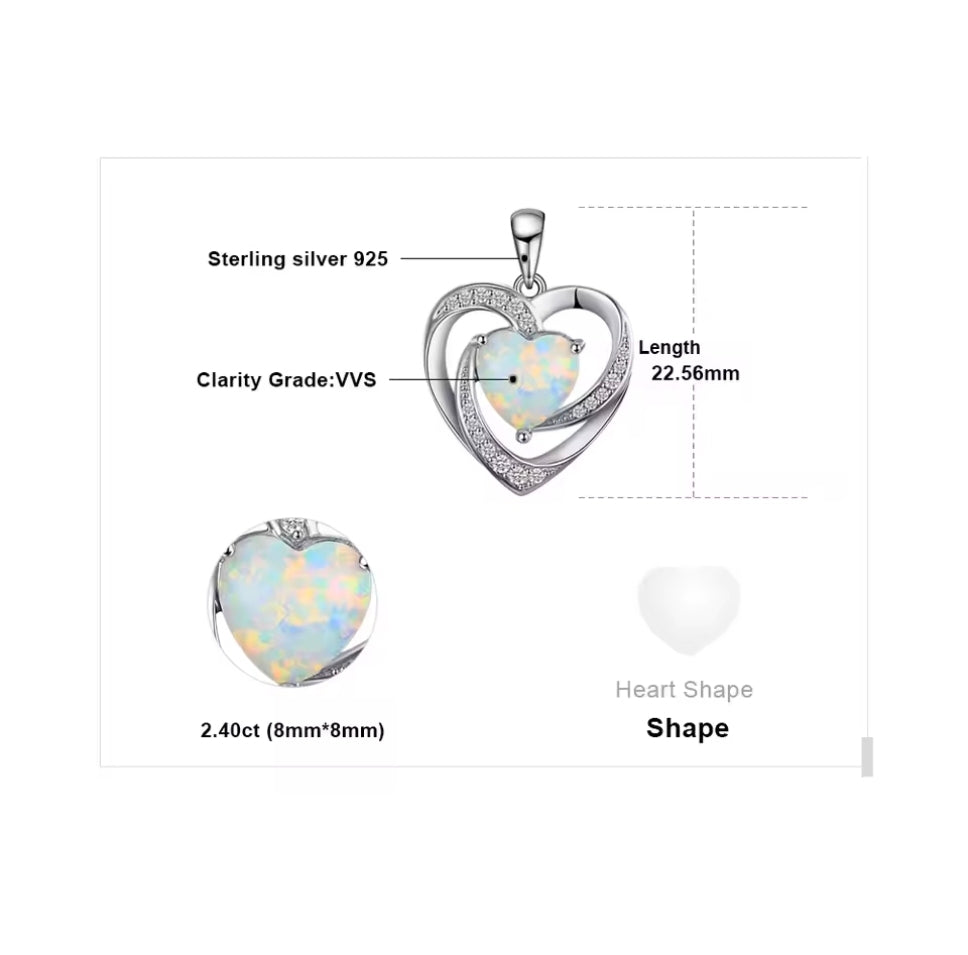 Opal Gemstone Heart Pendant