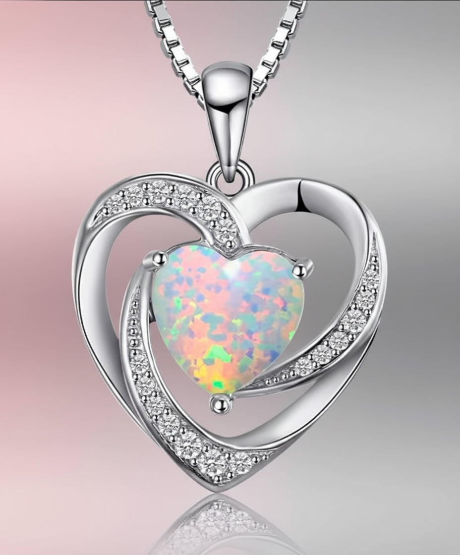 Opal Gemstone Heart Pendant