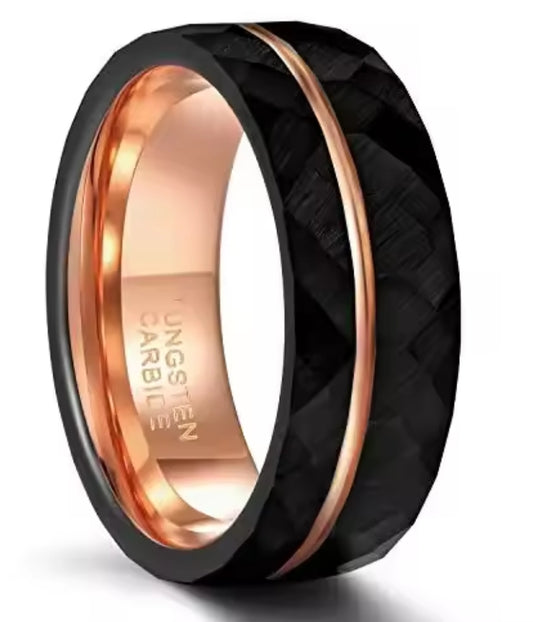 Men's two-tone Black Tungsten Carbide band