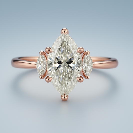 Three stone Marquise Engagement Ring
