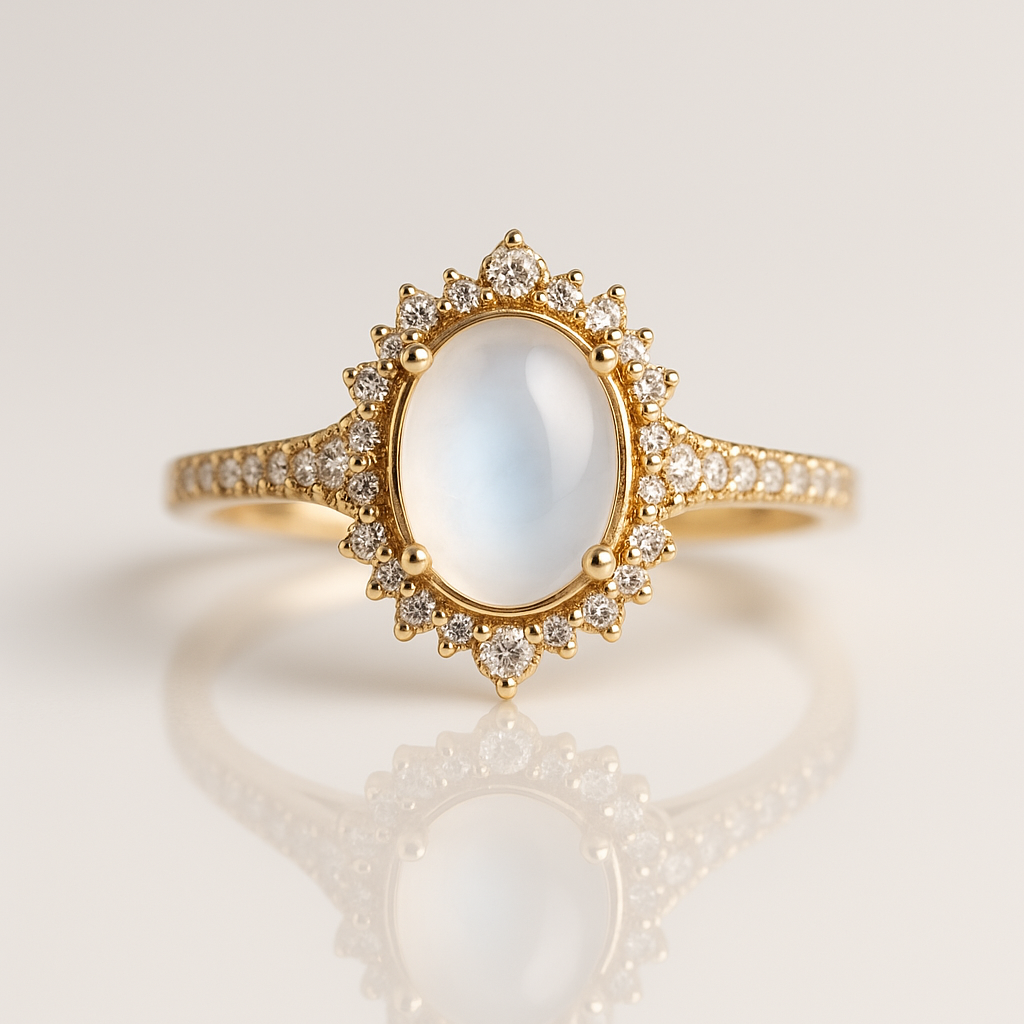 Milky Blue Moonstone Ring