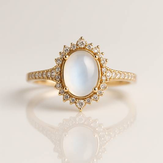 Milky Blue Moonstone Ring