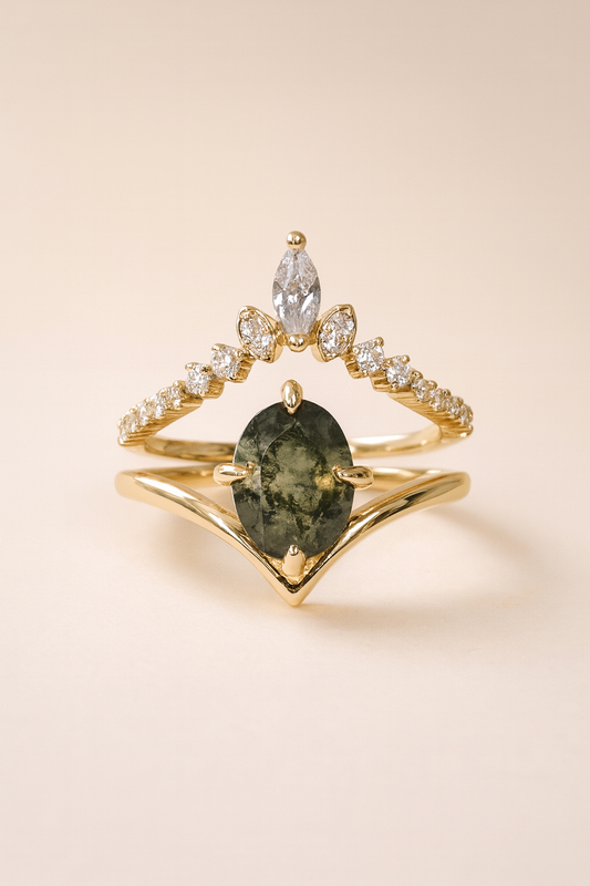 Moss Agate Bridal Set