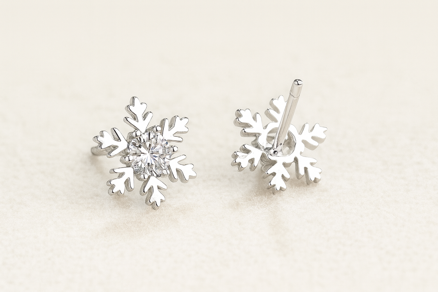 Seasonal Moissanite Snowflake Stud Earrings