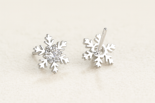Seasonal Moissanite Snowflake Stud Earrings