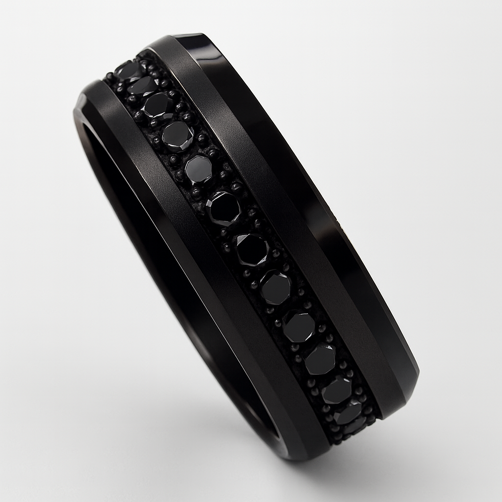 Men's Black Tungsten Eternity Band
