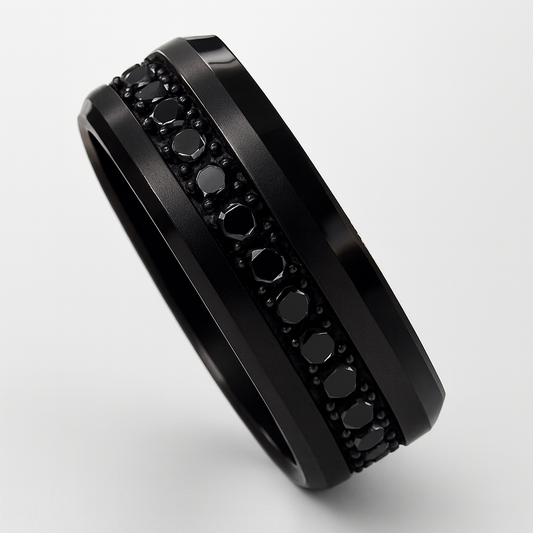 Men's Black Tungsten Eternity Band