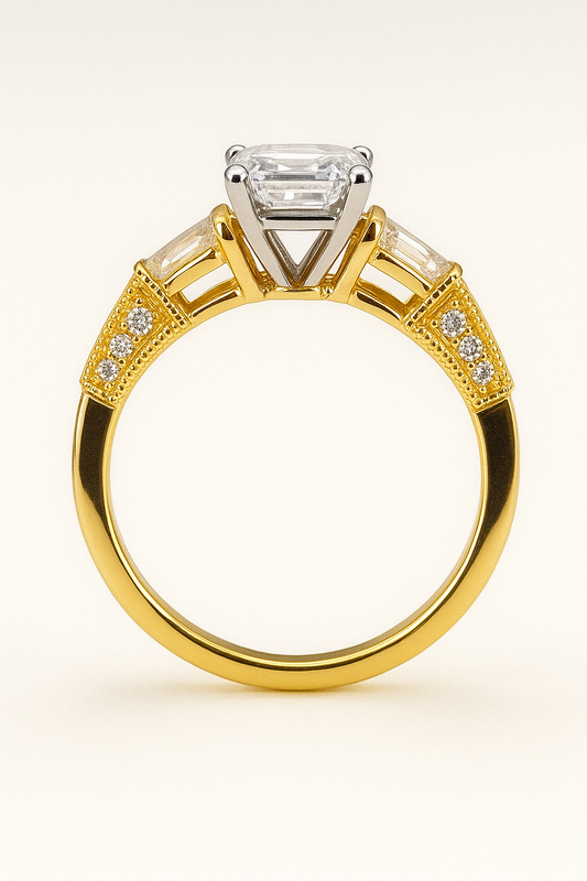 Two-toned Vintage Style Engagement Ring