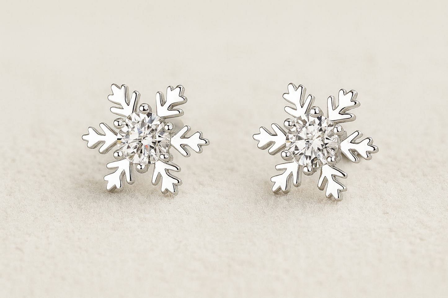 Seasonal Moissanite Snowflake Stud Earrings