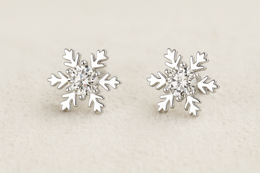 Seasonal Moissanite Snowflake Stud Earrings