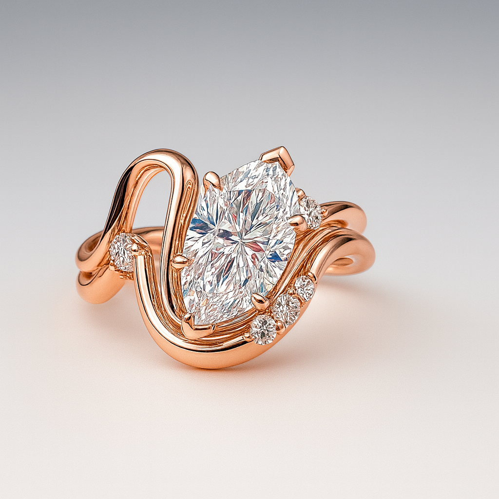 Unique Bridal Engagement Ring Set