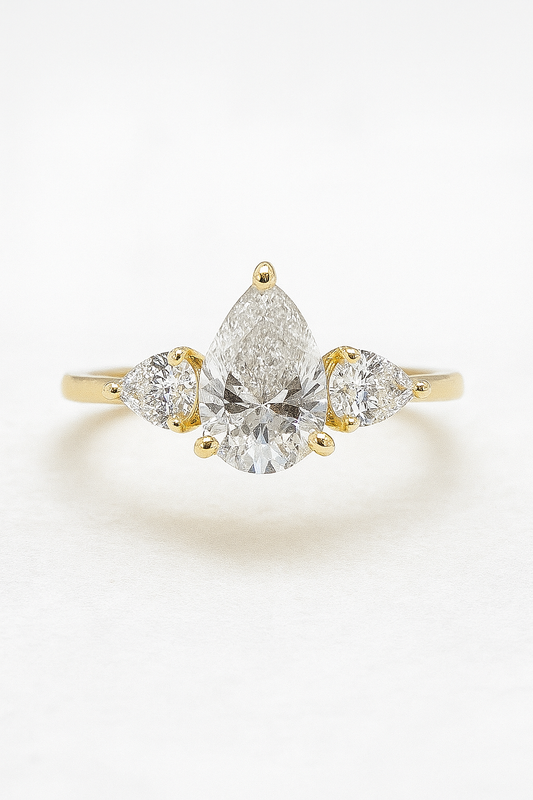 Three Stone Pear Engagement Ring