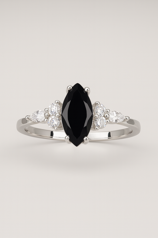 Black Onyx Marquise cut ring