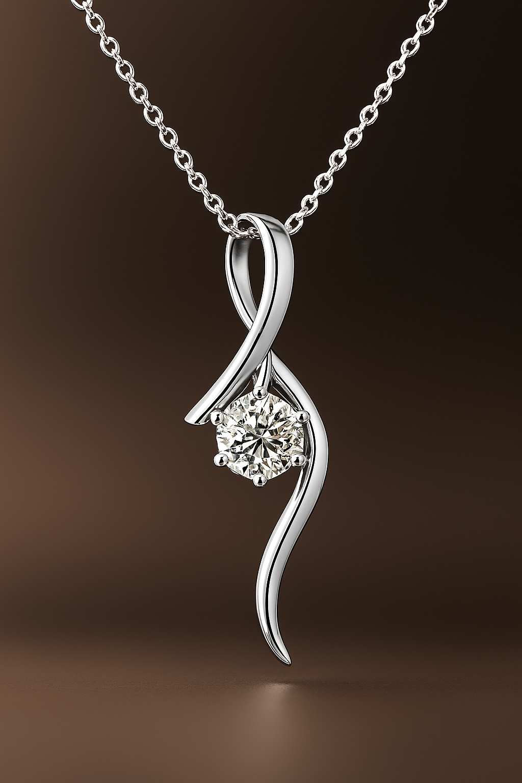 Moissanite Pendant Ribbon Necklace