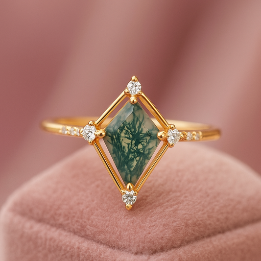 Moss Agate Gemstone Ring