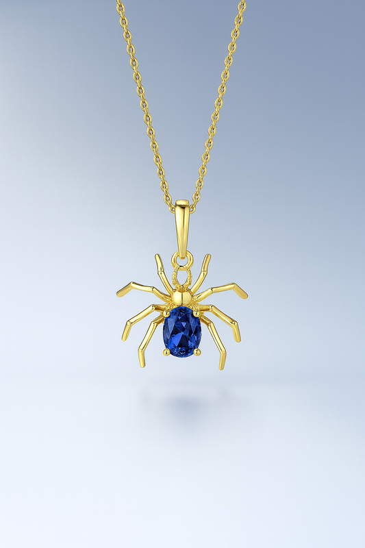 Seasonal Sapphire Spider Necklace